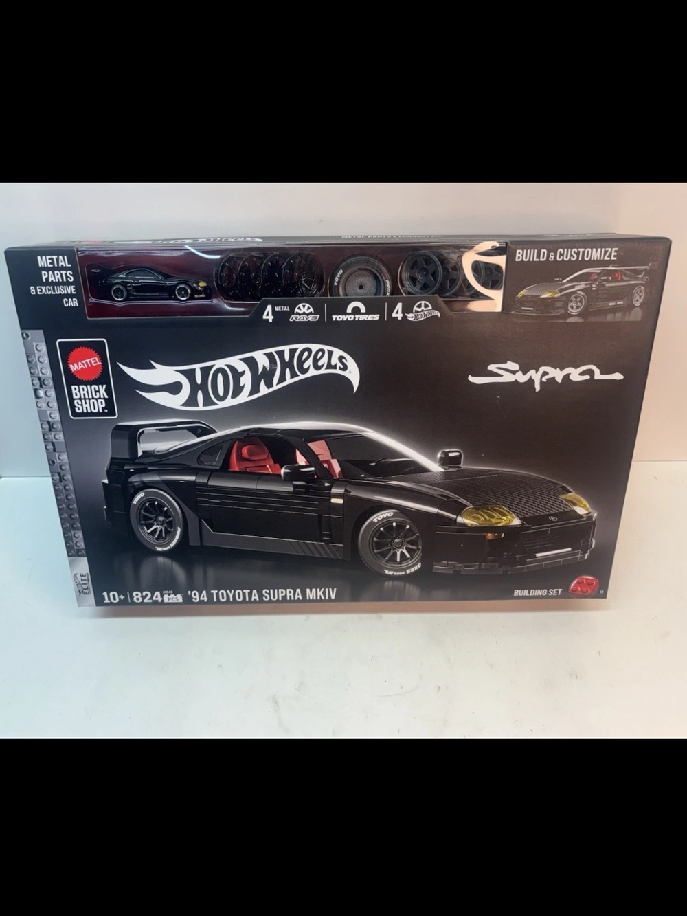 Hot Wheels Brick Shop '94 Toyota Supra MKIV Model - Black Red Interior 824 pcs